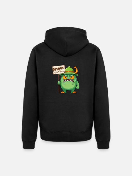 Funny monster grumpy grumpy bad-tempered - Unisex Premium Organic Zip Hoodie - black