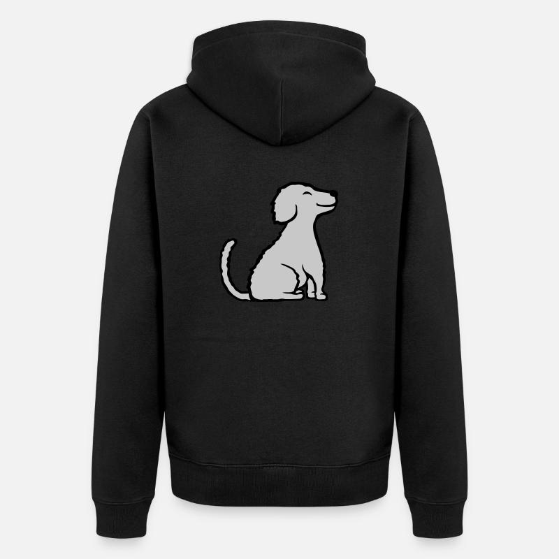 Glücklicher sitzender braver Hund - Unisex Premium Bio Zip Hoodie - Schwarz