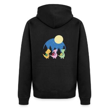 Dinosaurier in die Schule gehen Dinosaurier in die - Unisex Premium Bio Zip Hoodie - Schwarz - Hinten - Nico (187cm)