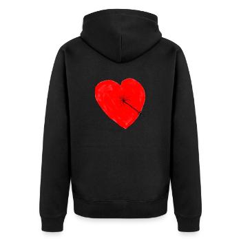 Heart with arrow - Unisex Premium Organic Zip Hoodie - black - Back - Nico (187cm)