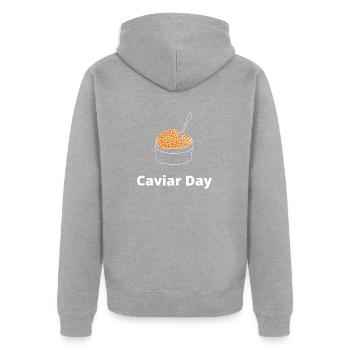 Journée du caviar - Veste à capuche bio Premium Unisexe - gris chiné - Dos - Nico (187cm)