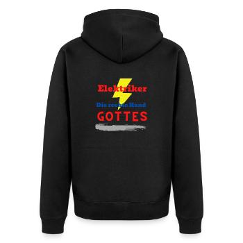 Elektriker Die rechte HandGottes - Unisex Premium Bio Zip Hoodie - Schwarz - Hinten - Nico (187cm)