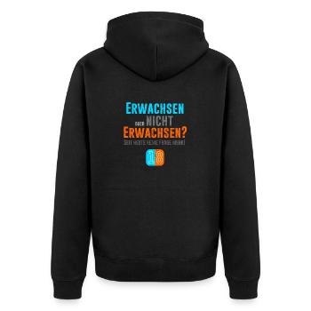 18. Geburtstag - Erwachsen oder nicht? - Unisex Premium Bio Zip Hoodie - Schwarz - Hinten - Nico (187cm)