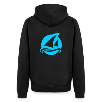 Ich liebe segeln! - Unisex Premium Bio Zip Hoodie - Schwarz - Hinten - Nico (187cm)