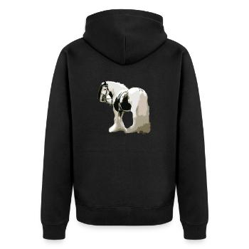 Pferd, Tinker , Pferd Tinker, Geschenkidee - Unisex Premium Bio Zip Hoodie - Schwarz - Hinten - Nico (187cm)