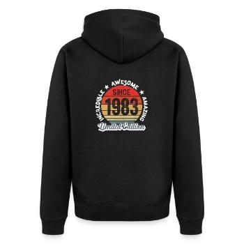 amazing since 1983 - anniversary - Unisex Premium Organic Zip Hoodie - black - Back - Nico (187cm)