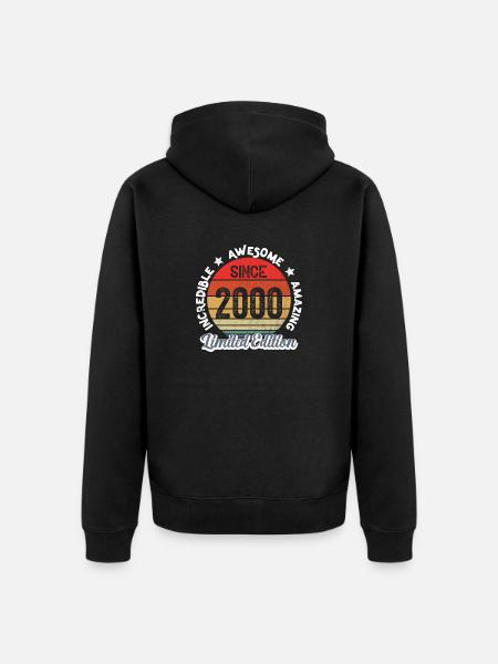 amazing since 2000 - anniversary - Unisex Premium Organic Zip Hoodie - black