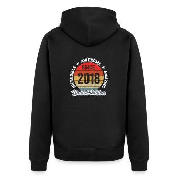 amazing since 2018- anniversary - Unisex Premium Organic Zip Hoodie - black - Back - Nico (187cm)