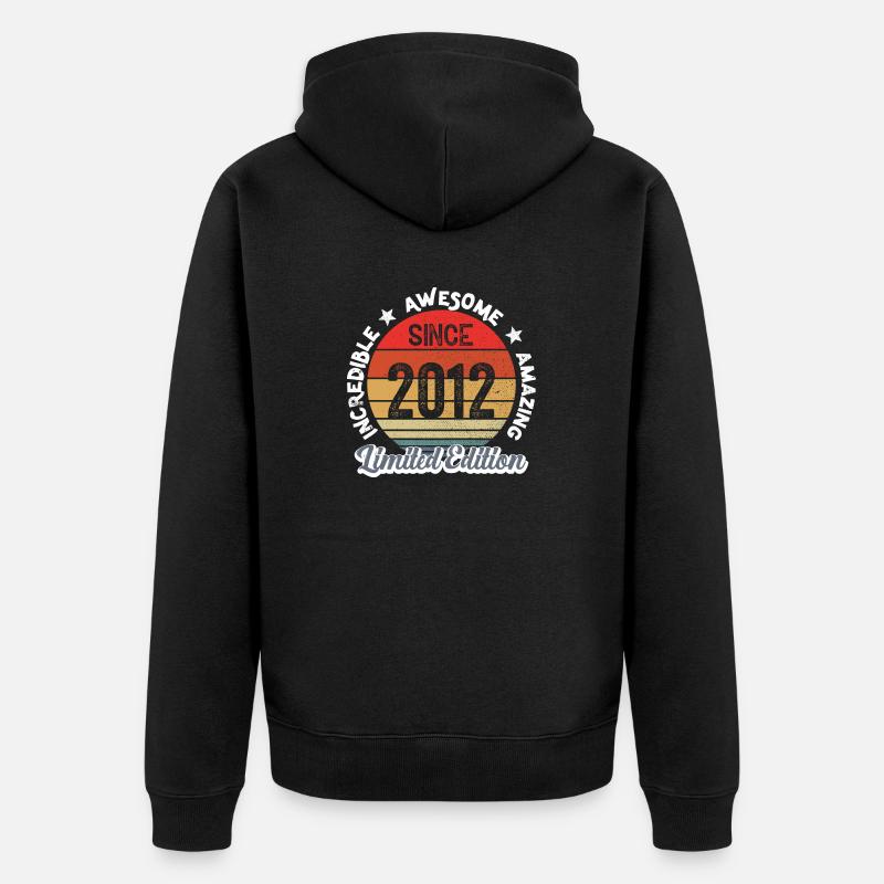 amazing since 2012 - anniversaire - Veste à capuche bio Premium Unisexe - noir