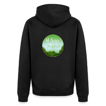 No Space for Waste - Unisex Premium Bio Zip Hoodie - Schwarz - Hinten - Nico (187cm)