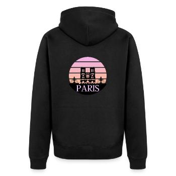 logo paris rose - Veste à capuche bio Premium Unisexe - noir - Dos - Nico (187cm)