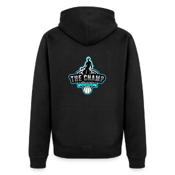 3 - Unisex Premium Bio Zip Hoodie - Schwarz - Hinten - Nico (187cm)
