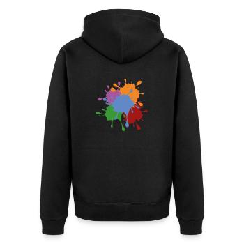 Farbkleckse Kleckse Farbspritzer Maler Geschenk - Unisex Premium Bio Zip Hoodie - Schwarz - Hinten - Nico (187cm)