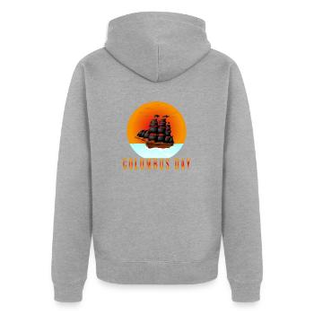 Jour de Christophe Colomb - Veste à capuche bio Premium Unisexe - gris chiné - Dos - Nico (187cm)