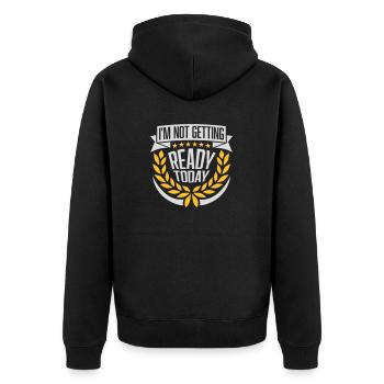 not getting ready today - Unisex Premium Bio Zip Hoodie - Schwarz - Hinten - Nico (187cm)