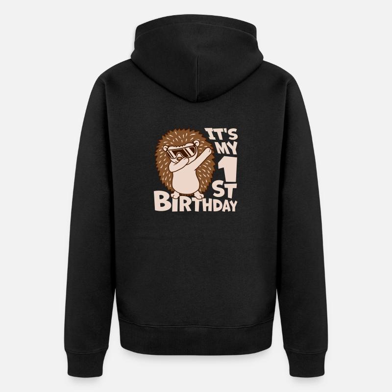 Igel 1st birthday dabbing - Unisex Premium Bio Zip Hoodie - Schwarz