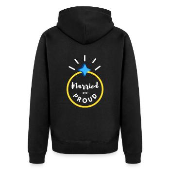 married and proud - Unisex Premium Organic Zip Hoodie - black - Back - Nico (187cm)