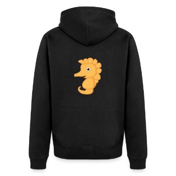 Hyppocampe little sea horse cute orange - Unisex Premium Organic Zip Hoodie - black - Back - Nico (187cm)