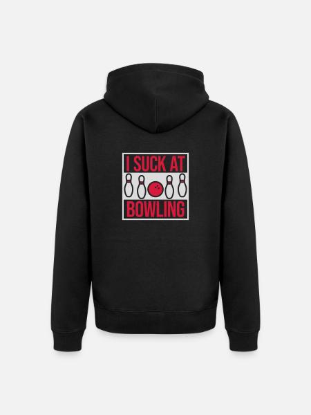 I suck at bowling - Unisex Premium Organic Zip Hoodie - black