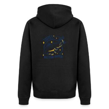 There's always a better catch fishing fish There's - Unisex Premium Bio Zip Hoodie - Schwarz - Hinten - Nico (187cm)