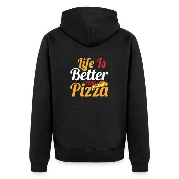 Life Is Better With Pizza Pizza Lover Themed Party - Unisex Premium Bio Zip Hoodie - Schwarz - Hinten - Nico (187cm)