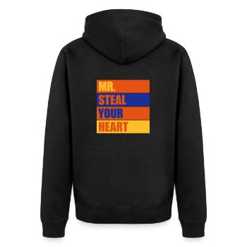 Mr steal your heart - Unisex Premium Organic Zip Hoodie - black - Back - Nico (187cm)