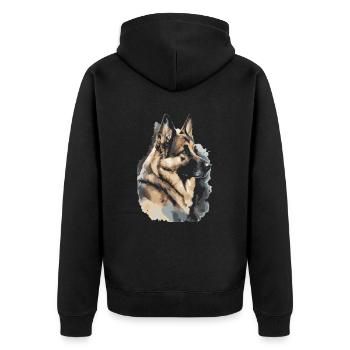 Aquarelles de berger allemand - Veste à capuche bio Premium Unisexe - noir - Dos - Nico (187cm)