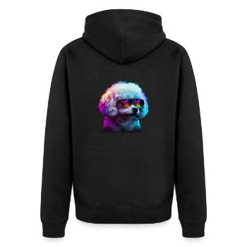 Bichon Frise Chiens Frites Bichon - Veste à capuche bio Premium Unisexe - noir - Dos - Nico (187cm)