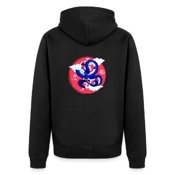 Dragon rise up - Unisex Premium Organic Zip Hoodie - black - Back - Nico (187cm)