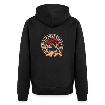 Wandern - Erkunden - Geschenk - Unisex Premium Bio Zip Hoodie - Schwarz - Hinten - Nico (187cm)