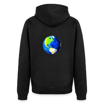 Süße Cartoon Darstellung des Planeten Erde 2 - Unisex Premium Bio Zip Hoodie - Schwarz - Hinten - Nico (187cm)