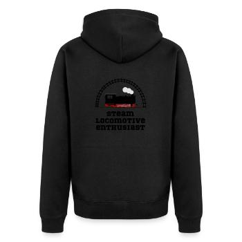 dampflok dampflokomotive eisenbahn - Unisex Premium Bio Zip Hoodie - Schwarz - Hinten - Nico (187cm)