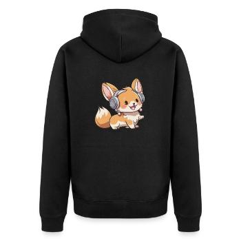 Kawaii Cute Happy Colorful Dog avec des écouteurs - Veste à capuche bio Premium Unisexe - noir - Dos - Nico (187cm)