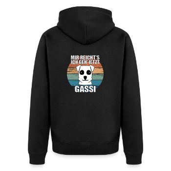 Mir reichts ich geh jetzt Gassi Hunde Spruch - Unisex Premium Bio Zip Hoodie - Schwarz - Hinten - Nico (187cm)