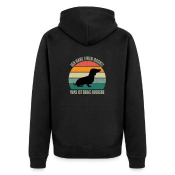 Ich habe einen Dackel, was ist Deine Ausrede - Unisex Premium Bio Zip Hoodie - Schwarz - Hinten - Nico (187cm)