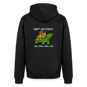 Escargot tortue PAS SI VITE - Veste à capuche bio Premium Unisexe - noir - Dos - Nico (187cm)