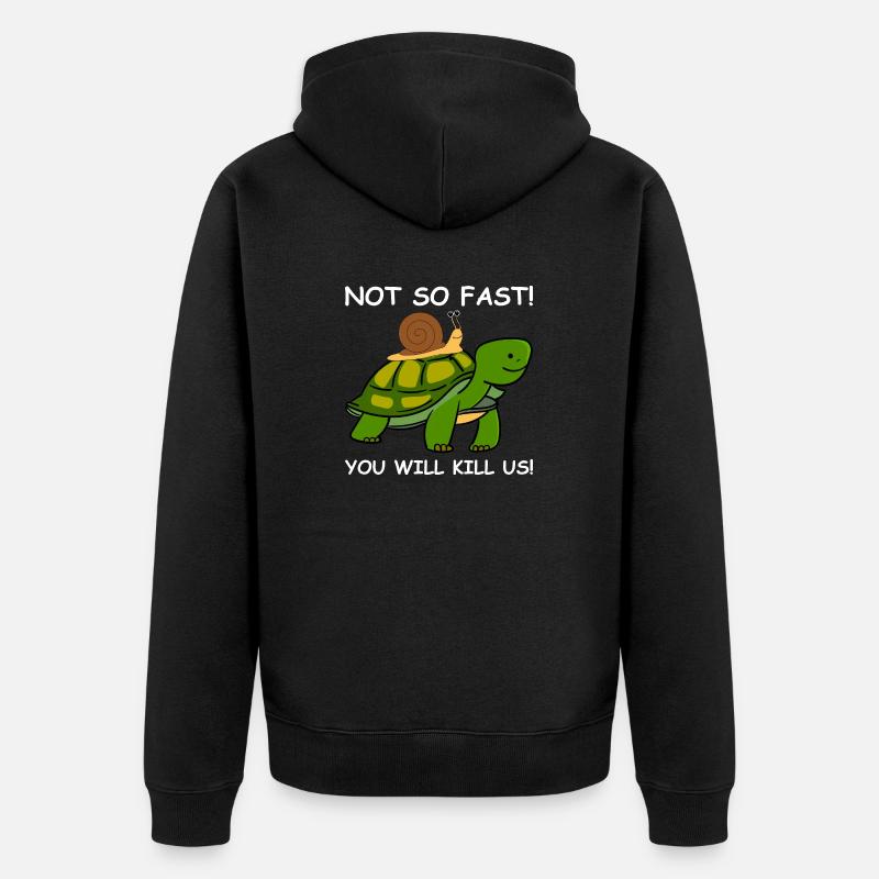 Escargot tortue PAS SI VITE - Veste à capuche bio Premium Unisexe - noir