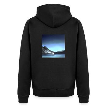 Ship sailing on a small lake - Unisex Premium Organic Zip Hoodie - black - Back - Nico (187cm)