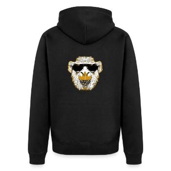 Cooles Lama mit Sonnenbrille - Unisex Premium Bio Zip Hoodie - Schwarz - Hinten - Nico (187cm)