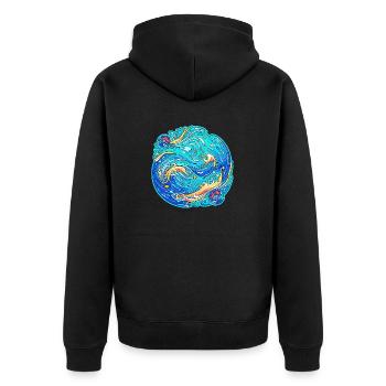 Wilder Ozean - Unisex Premium Bio Zip Hoodie - Schwarz - Hinten - Nico (187cm)