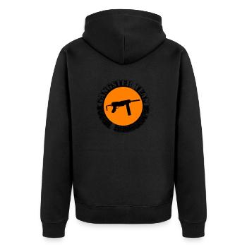 gangster team gun 002 - Unisex Premium Bio Zip Hoodie - Schwarz - Hinten - Nico (187cm)