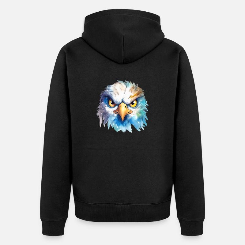 Illustration de l’aquarelle d’aigle - Veste à capuche bio Premium Unisexe - noir