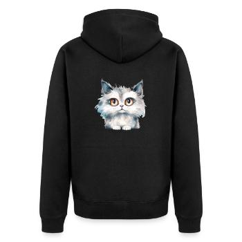Dessin à l’aquarelle du chat des forêts norvégiennes - Veste à capuche bio Premium Unisexe - noir - Dos - Nico (187cm)