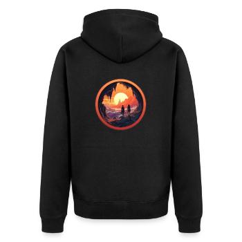 Magische Reise - Unisex Premium Bio Zip Hoodie - Schwarz - Hinten - Nico (187cm)