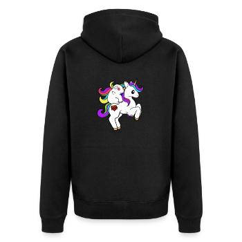 Ignaz sur la licorne | Cochons d’Inde | Licorne - Veste à capuche bio Premium Unisexe - noir - Dos - Nico (187cm)