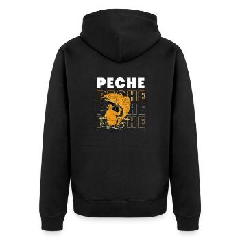 PASSION PECHE SPORT CHIC - Veste à capuche bio Premium Unisexe - noir - Dos - Nico (187cm)