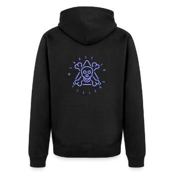 Bedrohung für die Gesellschaft - Unisex Premium Bio Zip Hoodie - Schwarz - Hinten - Nico (187cm)