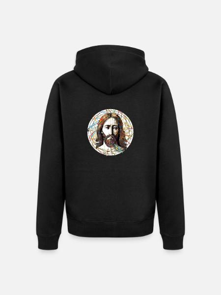 Jesus Christ Drawing - Unisex Premium Organic Zip Hoodie - black