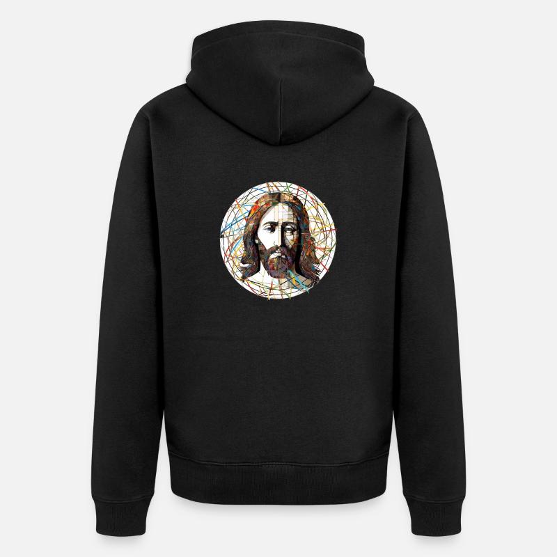 Dessin de Jésus-Christ - Veste à capuche bio Premium Unisexe - noir