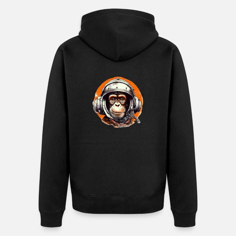 Space Monkey Retro Dessin - Veste à capuche bio Premium Unisexe - noir